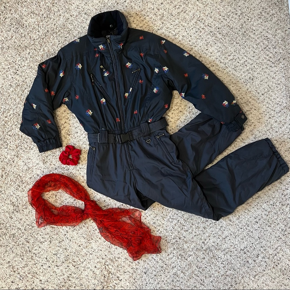 Obermeyer Vintage Black Flower Onesie Snow Suit